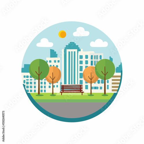 Simple abstract Park icon in color design