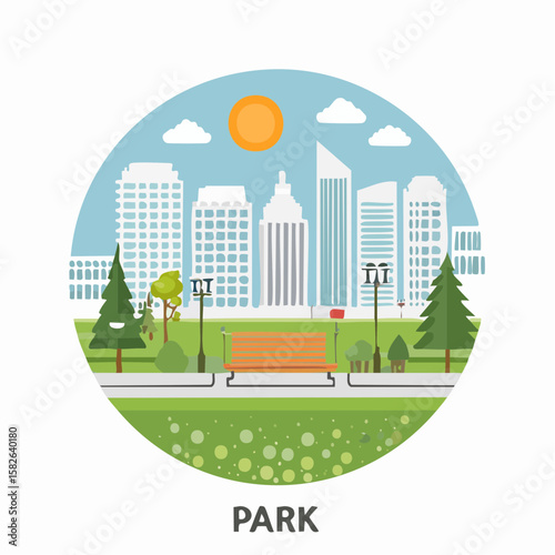 Simple abstract Park icon in color design