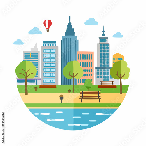 Simple abstract Park icon in color design