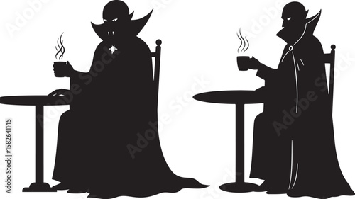 Dracula Drinking Coffee silhouette