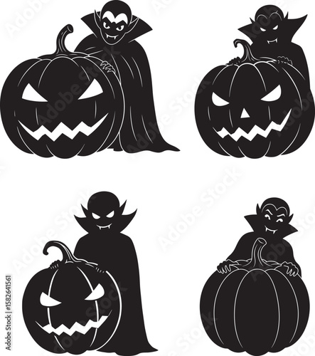 Dracula Peeking Over Pumpkin silhouette