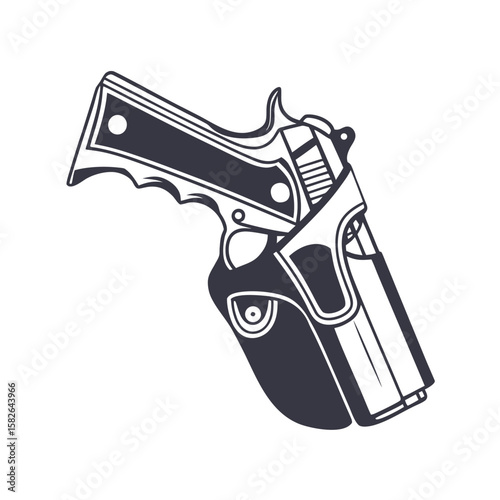 Gun Holster Flat Vector Icon Minimalist Tactical Gear.