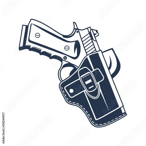 Gun Holster Flat Vector Icon Minimalist Tactical Gear.