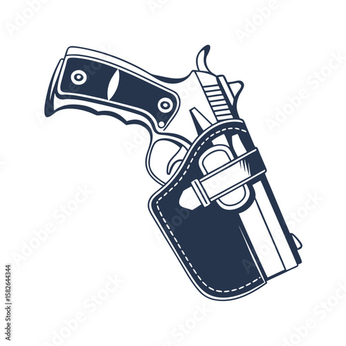 Gun Holster Flat Vector Icon Minimalist Tactical Gear.