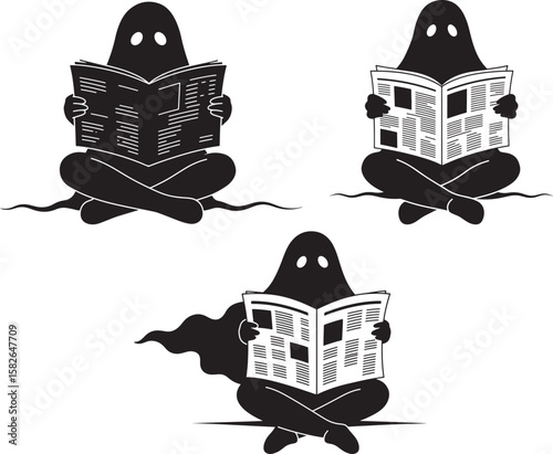 Ghost Reading Newspaper silhouette