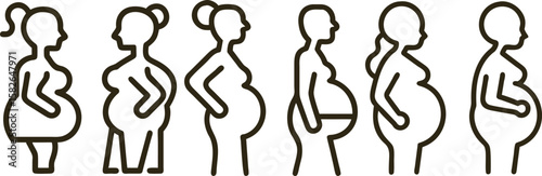 Vector drawing of a slim female figure with flowing hair, a beautiful silhouette illustrating the human body's anatomy