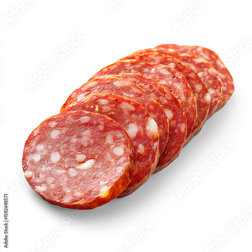 Delicious sliced salami ready to eat appetizer on a Transparent Background