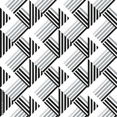 Black white and grey geometric stripes seamless pattern abstract background