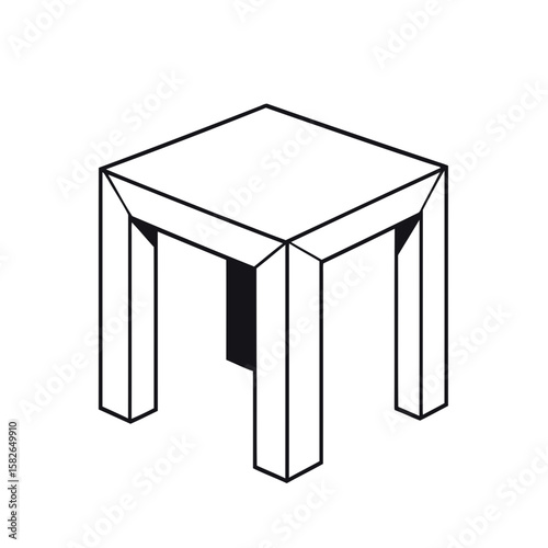 A vector illustration featuring a modern kitchen with white chairs and wooden furniture, showcasing simple interior design