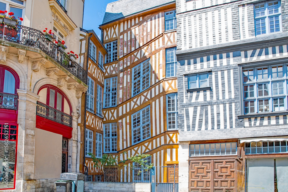 Obraz premium , Fachwerkhäuser, Rouen, Normandie, Frankreich 