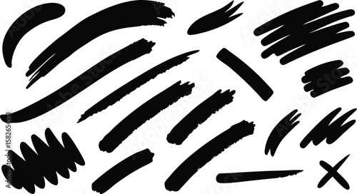 Abstract Black Brush Strokes on White Background