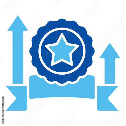 Level Up Icons In Blue Style, Vector Illustration