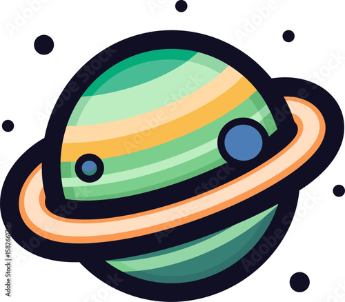 Whimsical Planet Icon: A Celestial Body in Orbit