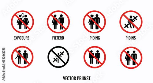 Various prohibition signs depicting people, actions, and social interactions.