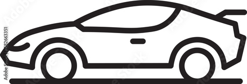 Sports car coupe side view black outline aerodynamic modern isolated vector