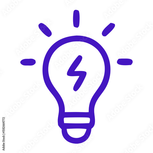 Simple Handdrawn Light Bulb Idea Inspiration Thin Line Icon