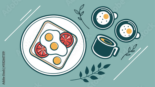 Delicious pepperoni pizza served hot on a plate in vector illustration style