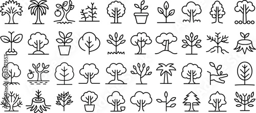 Tree and Forest icon set. vector illustration