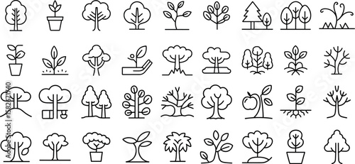 Tree icon set.simple, minimalist, design, vector illustration
