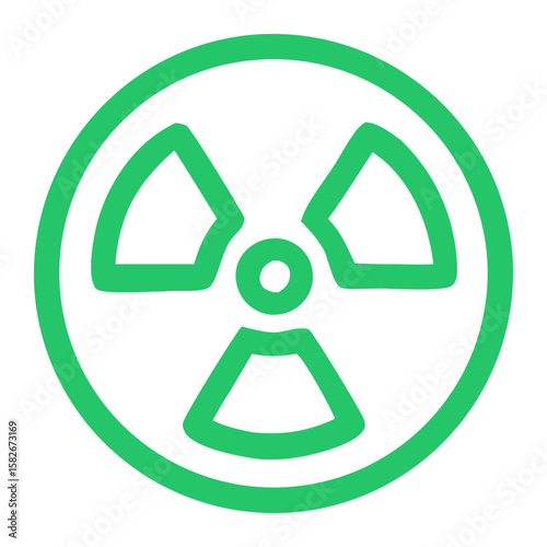 Simple Line Drawing Circle Radiation Warning Hazard Sign Symbol Icon