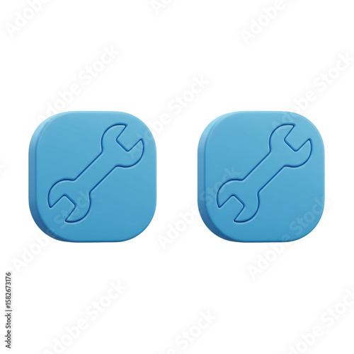 Paired azure icons depicting wrench symbols showcasing mechanical concepts and instrument themes
