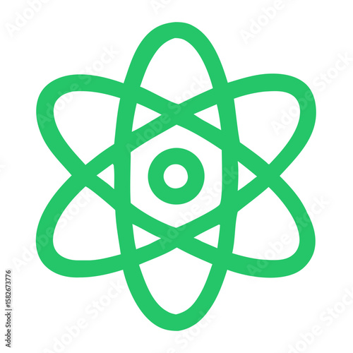 Simple Lineart Style Atom Symbol Nuclear Physics Element Science Icon