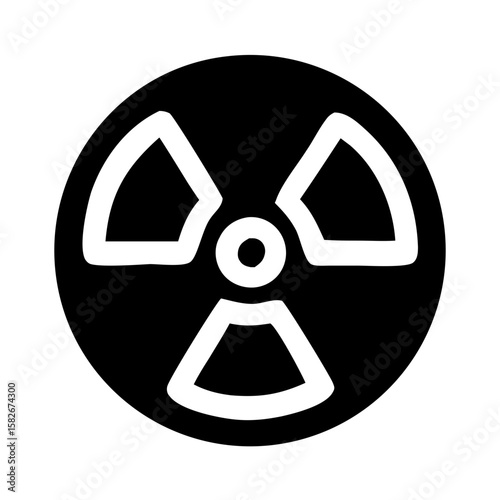 Simple Line Drawing Circle Radiation Warning Hazard Sign Symbol Icon