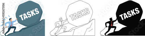 Task management productivity challenges overcoming obstacles and achieving goals illustration