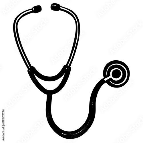 Simple stethoscope medical equipment silhouette vector illustration