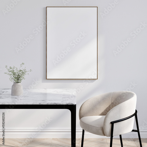 Mock up frame, Interior design with pure day light, modern furniture.