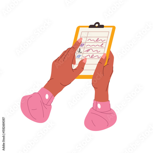 Vector page with reminder or planning. Handwritten todo list or schedule layout. Planner or reminder for school or office. Management, organization, plan making. Journal, memo, productivity notebook.