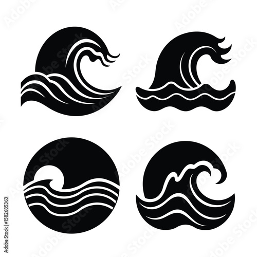 Ocean wave icon Editable Black Icon Set Clean Silhouette Vectors for Graphic Design