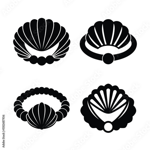 Shell bracelet Minimalist Silhouette Vector Set Bold Solid Icons for UI Web and Print