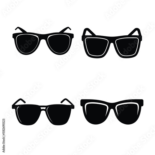 Sunglasses Black Silhouette Vector Collection Clean Editable Icons for Commercial Use