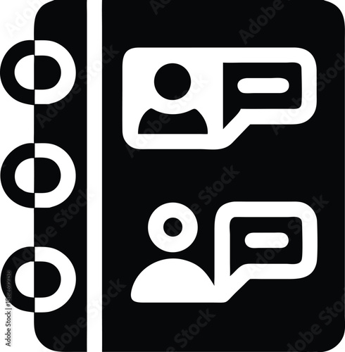Address book with chat bubble icon
