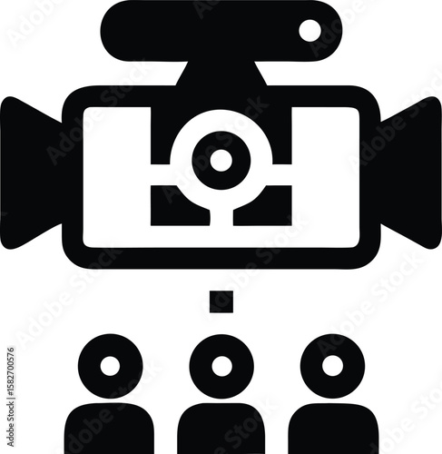 Camera capturing people silhouette icon