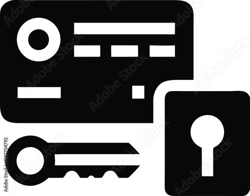 Secure credit card and key icon