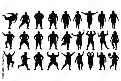 Diverse people silhouettes in various poses male female