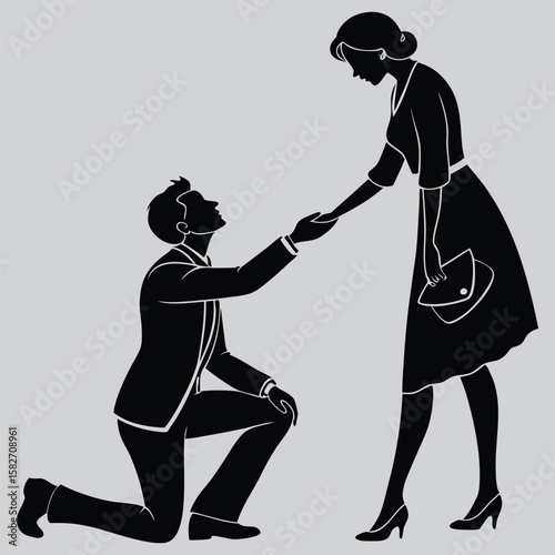 woman shaking hands silhouette vector design art and illustration