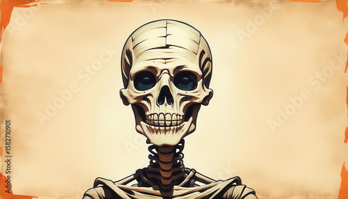 Cute skull halloween paper backdrop with copy space
