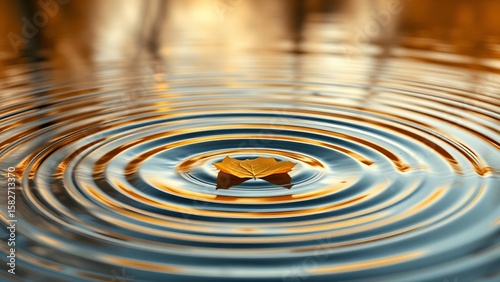 Wallpaper Mural Golden Leaf's Gentle Ripple: A Serene Autumn Reflection Torontodigital.ca