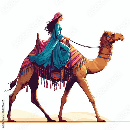 vector image of a person riding a camel