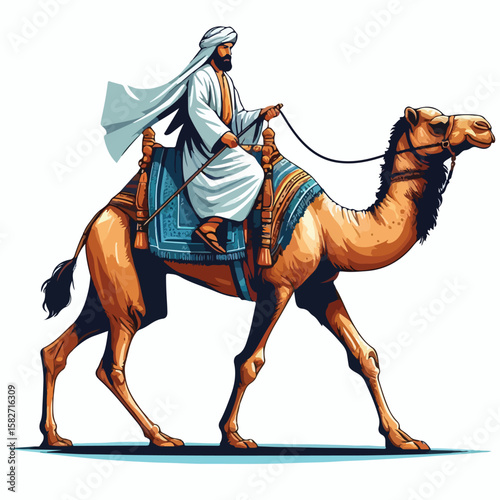 vector image of a person riding a camel