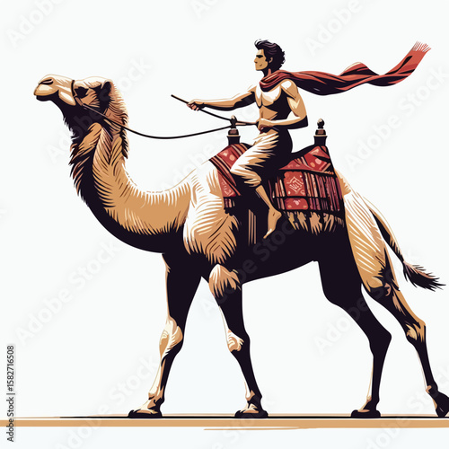 vector image of a person riding a camel