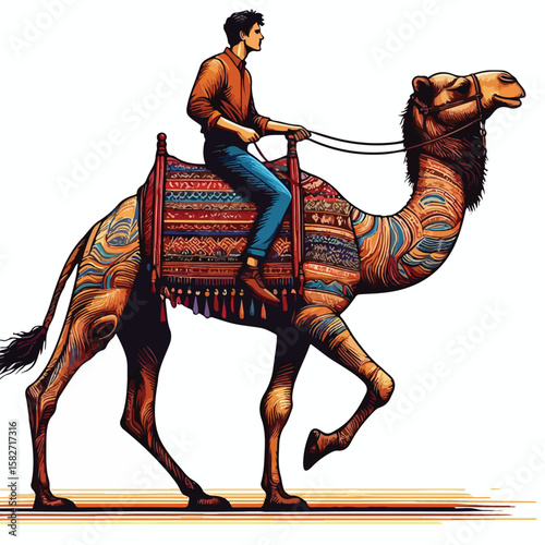 vector image of a person riding a camel