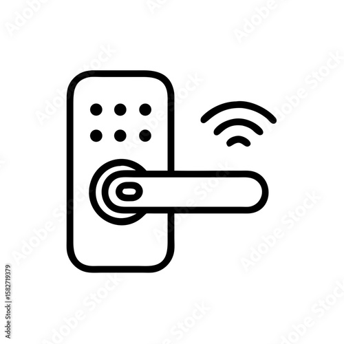 Smart lock line icon for digital access and home security