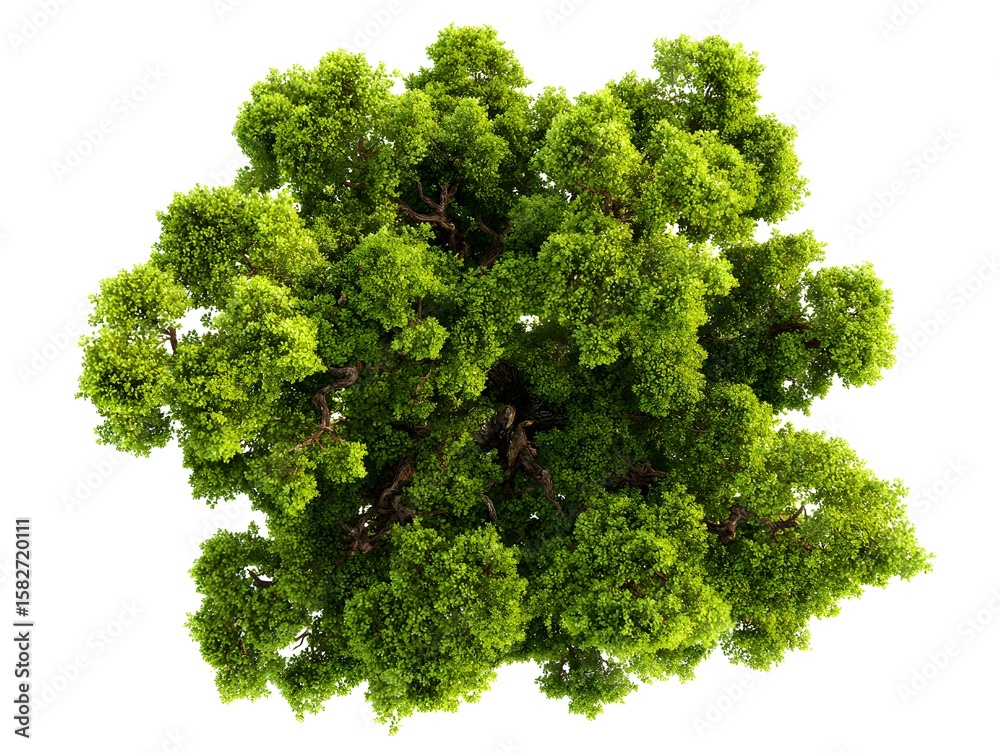 Fototapeta premium A top-down view of a green tree with trunk and branches, suitable for use in environmental or botanical contexts