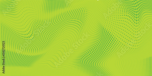 Dots halftone green color pattern gradient texture with technology digital background.