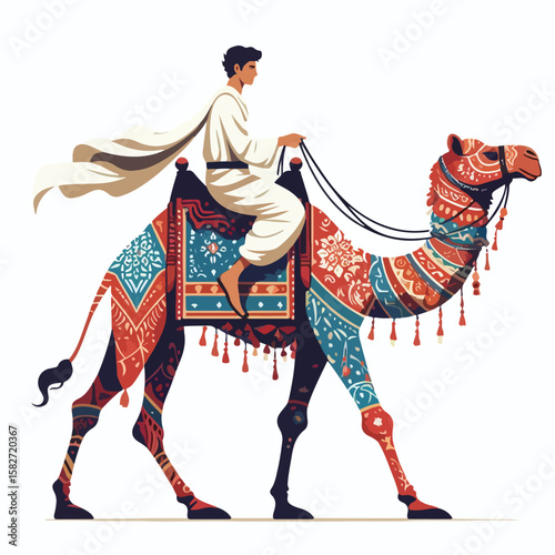 vector image of a person riding a camel