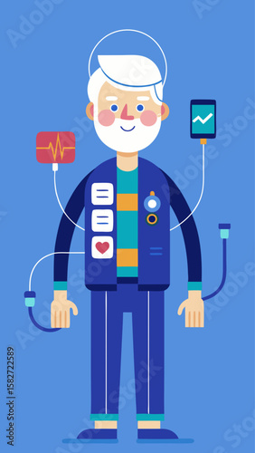 A man wearing a headband with a heart on it. The heart is connected to a device on his head
